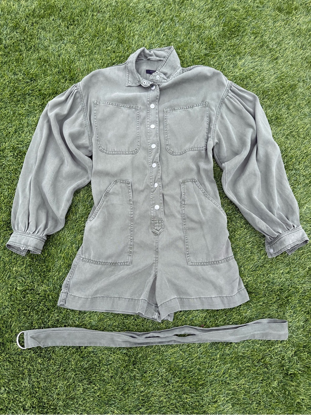 Womens AllSaints Green Utility Romper with Belt Size 0